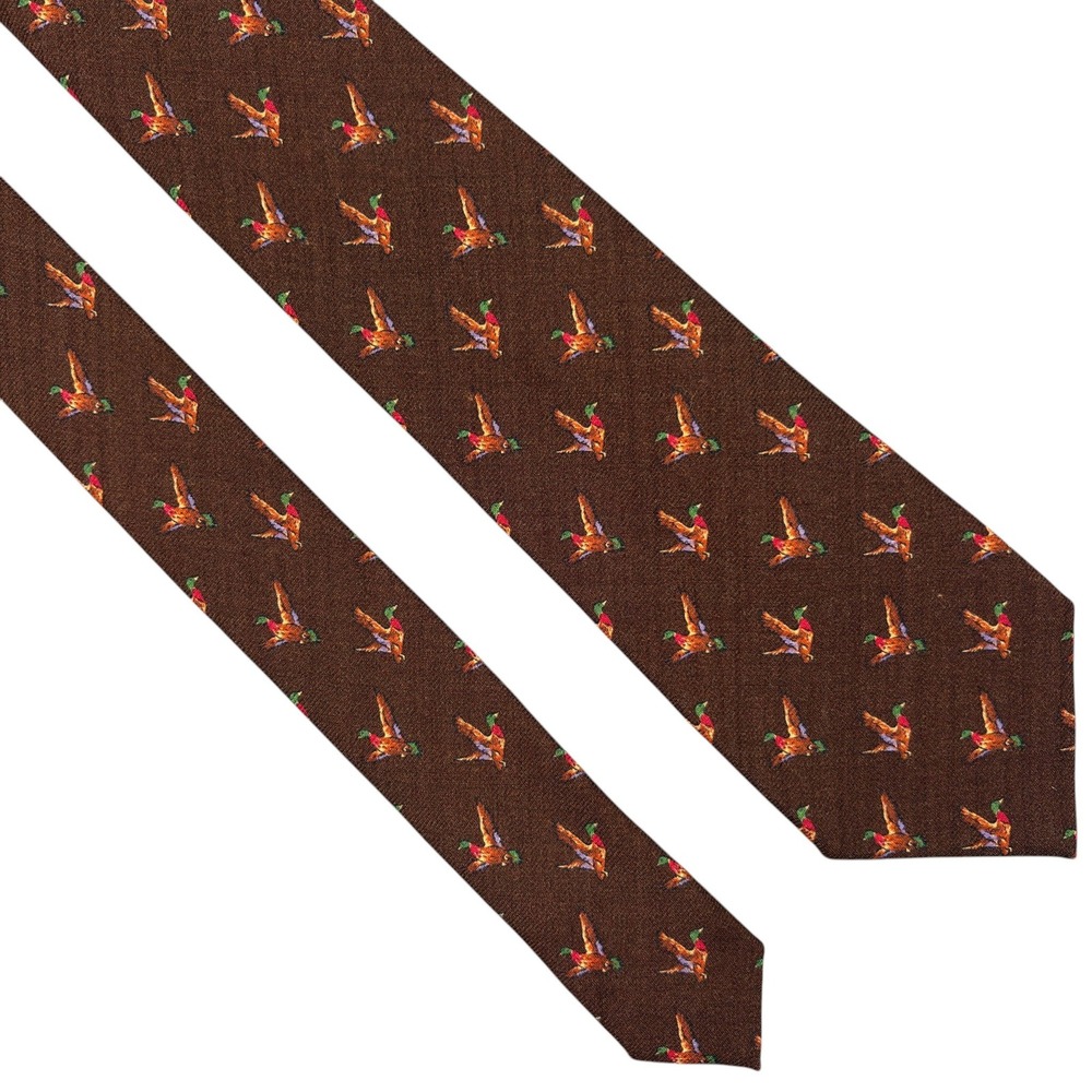Polo Ralph Lauren Wool Tie Brown Mallard Duck Hunting Sporting Handmade Italy